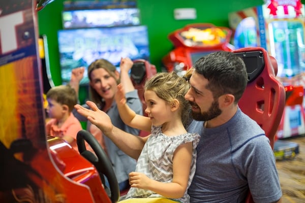 game room with the family