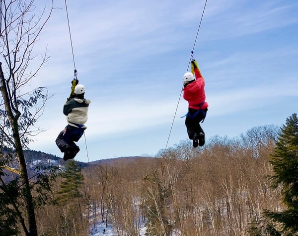 ziplining in the winter